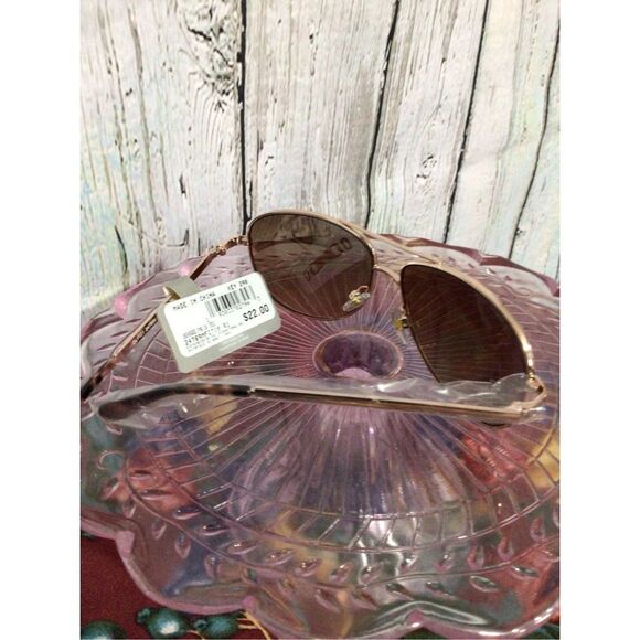 NWT Falls Creek Unisex Aviator Style Sunglasses Gold Metal Frames Brown Lense 10 - Picture 11 of 13